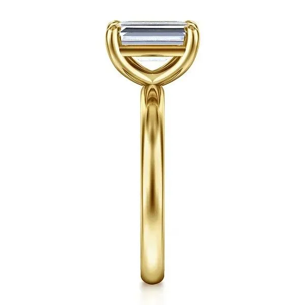 Unite - 14K Yellow Gold Emerald Cut Plain Head and 2 2mm Plain Shank *Setting only, center stone not included Image 3 Texas Gold Connection Greenville, TX