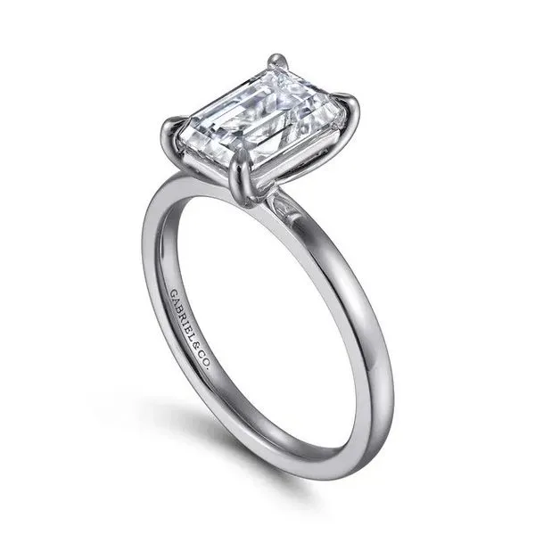 Paula - 14K White Gold Emerald Cut Diamond Engagement Ring *SETTING ONLY - CENTER STONE NOT INCLUDED* Image 2 Texas Gold Connection greenville, TX