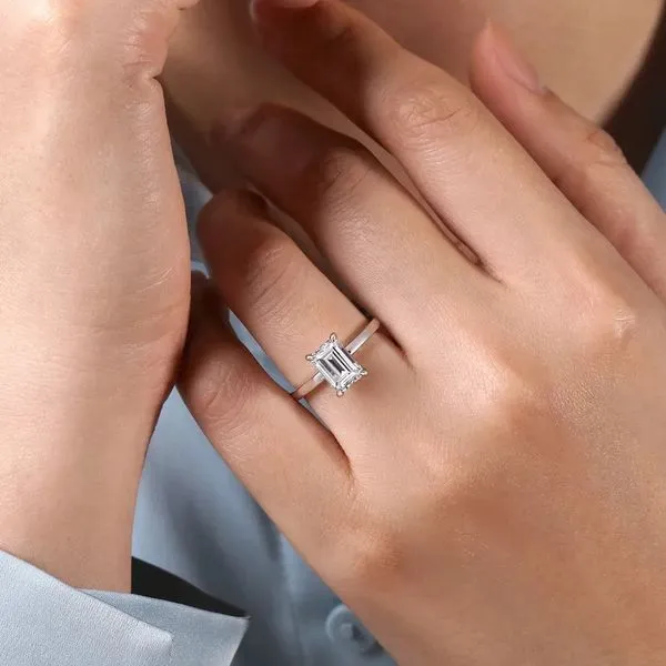 Paula - 14K White Gold Emerald Cut Diamond Engagement Ring *SETTING ONLY - CENTER STONE NOT INCLUDED* Image 4 Texas Gold Connection greenville, TX