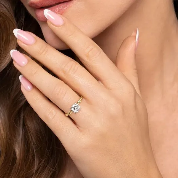 Emersin - 14K White-Yellow Gold Twisted Round Diamond Engagement Ring *SETTING ONLY - CENTER STONE NOT INCLUDED* Image 5 Texas Gold Connection greenville, TX