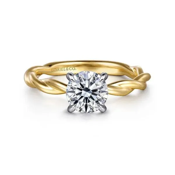 Emersin - 14K White-Yellow Gold Twisted Round Diamond Engagement Ring *SETTING ONLY - CENTER STONE NOT INCLUDED* Texas Gold Connection greenville, TX