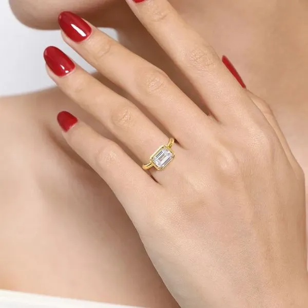 Linen - 14K Yellow Gold Emerald Cut Diamond Engagement Ring *SETTING ONLY - CENTER STONE NOT INCLUDED* Image 4 Texas Gold Connection greenville, TX