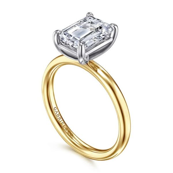 Unite - 14K White-Yellow Gold Emerald Cut Solitaire Diamond Engagement Ring *Setting only, center stone not included Image 2 Texas Gold Connection greenville, TX