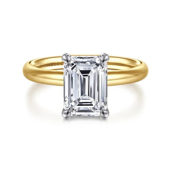 Unite - 14K White-Yellow Gold Emerald Cut Solitaire Diamond Engagement Ring *Setting only, center stone not included Texas Gold Connection greenville, TX