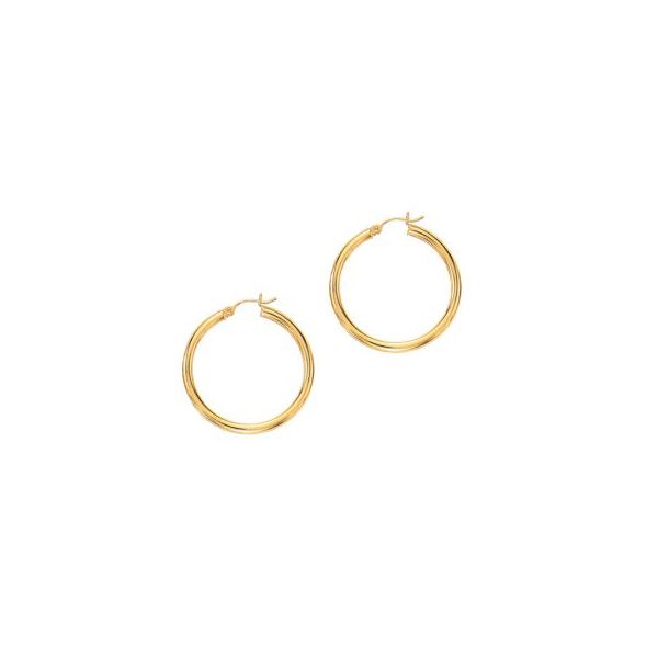 14K Yellow Gold Tube Hoop Earrings Texas Gold Connection Greenville, TX