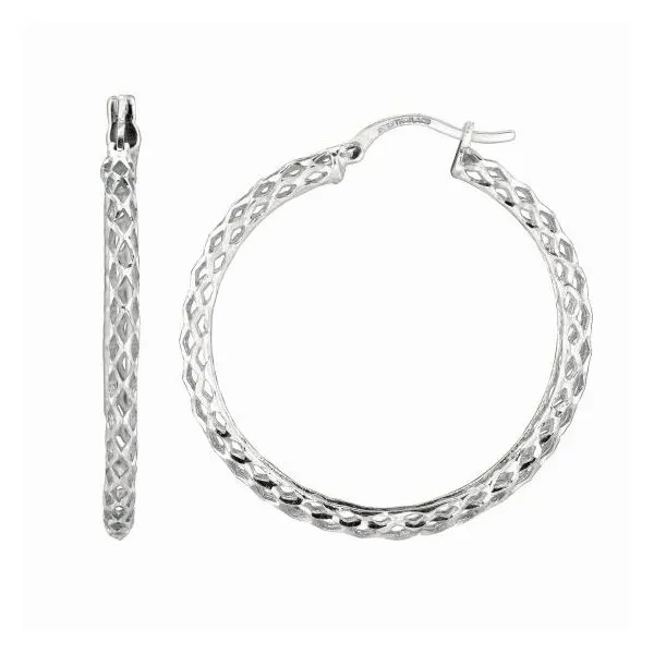 Sterling Silver Diamond Cut Hoop Earrings Texas Gold Connection Greenville, TX