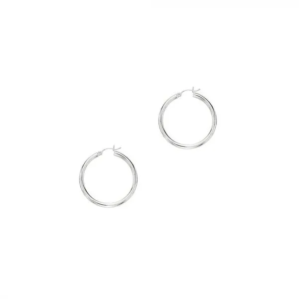 14K White Gold 3x30mm Hoop Earring Texas Gold Connection Greenville, TX