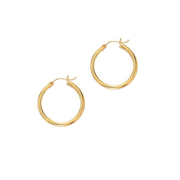 14K Yellow Gold 3x25mm Hoop Earring Texas Gold Connection greenville, TX