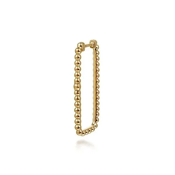 14K Yellow Plain Gold Bujukan Beads 30mm Rectangle Hoop Earrings Image 3 Texas Gold Connection Greenville, TX