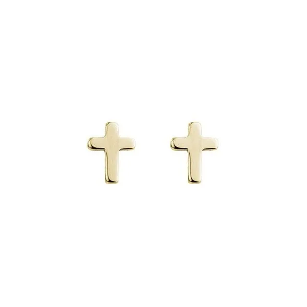 14K Yellow Gold Earrings Cross Ear Studs 5.5mm with Butterfly Backs Texas Gold Connection Greenville, TX