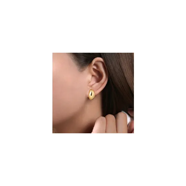 14K Yellow Gold Oval Huggie Earrings Image 2 Texas Gold Connection greenville, TX