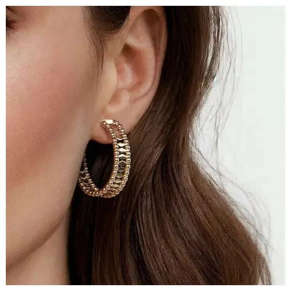 14K Yellow Gold Bujukan Classic Hoop Earrings in 30mm Image 2 Texas Gold Connection greenville, TX