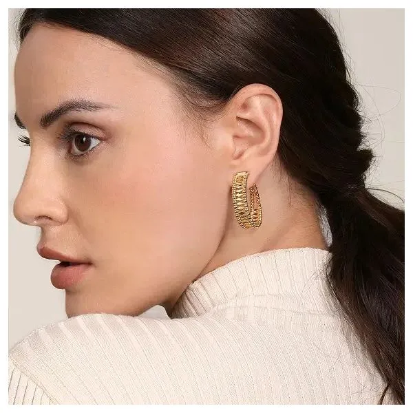 14K Yellow Gold Bujukan Classic Hoop Earrings in 30mm Image 3 Texas Gold Connection greenville, TX