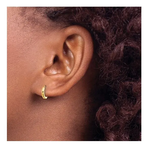 14K Polished 1.45x7.5mm Hinged Huggie Hoop Earrings Image 3 Texas Gold Connection greenville, TX