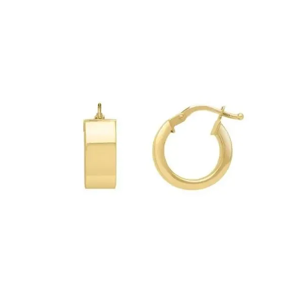 14K Yellow Gold Small Wedding Band Square Tube Round Hoop Earrings with Hinged Clasp Texas Gold Connection greenville, TX