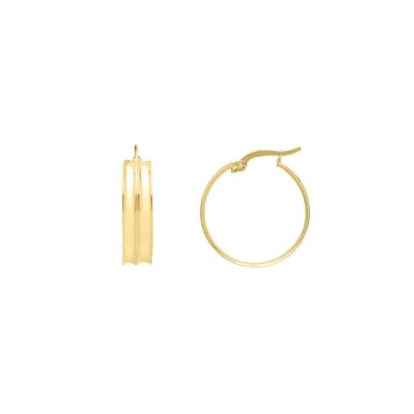 14K Yellow Gold Medium Concave Hoop Earrings with Hinged Clasp Texas Gold Connection greenville, TX