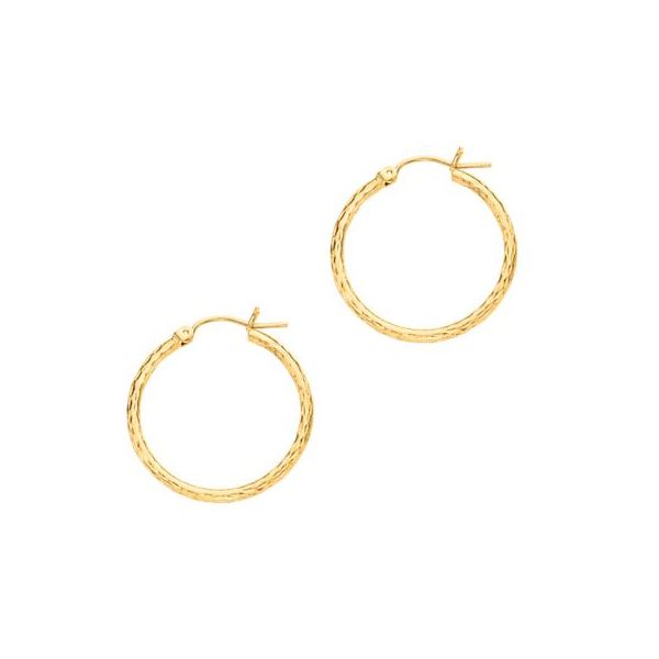14K Gold 2mm Diamond Cut Hoop Earring Texas Gold Connection greenville, TX
