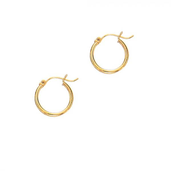 14K Yellow Gold 2x15mm Hoop Earring Texas Gold Connection greenville, TX