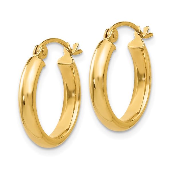 14K Yellow Gold 2.75x12mm Hoop Earrings Image 2 Texas Gold Connection greenville, TX
