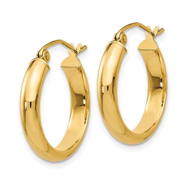 14K Yellow Gold 3.75x20mm Round Tube Hoop Earrings Image 2 Texas Gold Connection greenville, TX