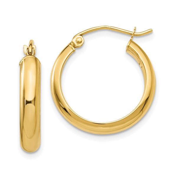 14K Yellow Gold 3.75x20mm Round Tube Hoop Earrings Texas Gold Connection greenville, TX