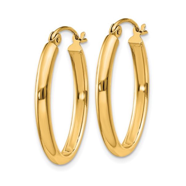 14k 2.75x23.5mm Polished Oval Tube Hoop Earrings Image 2 Texas Gold Connection greenville, TX