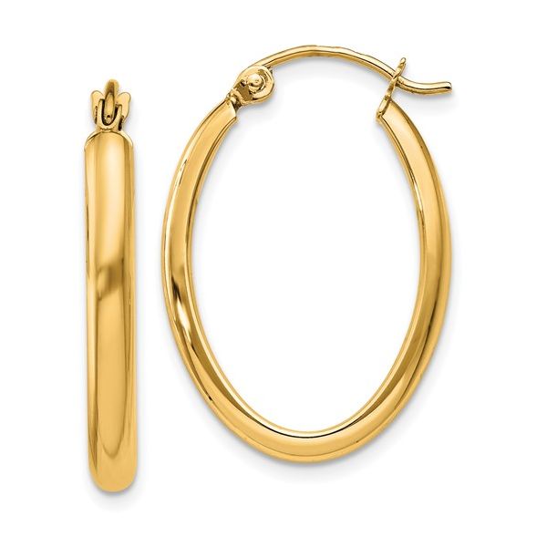 14k 2.75x23.5mm Polished Oval Tube Hoop Earrings Texas Gold Connection greenville, TX