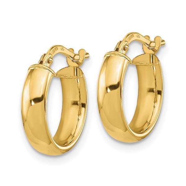 14K Yellow Gold 3x14mm Tube Hoop Earrings Image 2 Texas Gold Connection greenville, TX