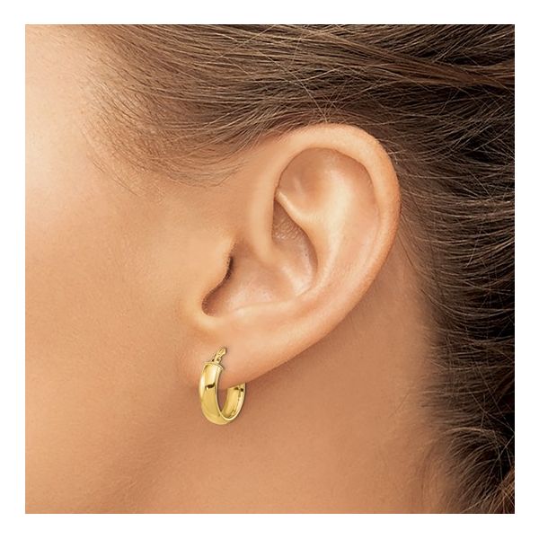 14K Yellow Gold 3x14mm Tube Hoop Earrings Image 3 Texas Gold Connection greenville, TX