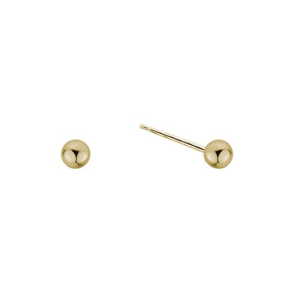 14K Yellow Gold Earrings 3mm Solid Ball Stud Earrings with Butterfly Backs Texas Gold Connection greenville, TX
