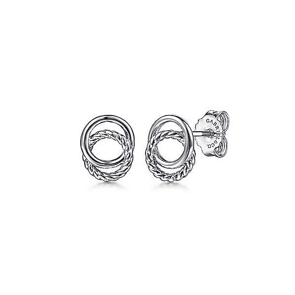 925 Sterling Silver Twisted Rope Double Circle Stud Earrings Texas Gold Connection greenville, TX