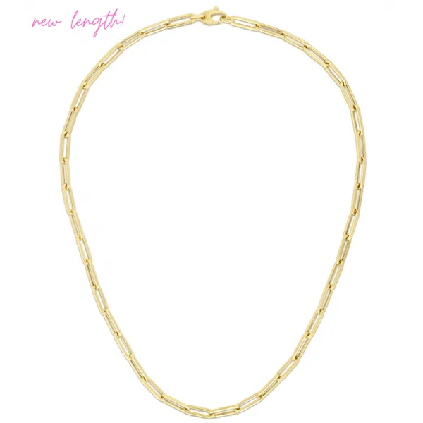 14K Yellow Gold 4.2mm Paperclip Chain with Lobster Lock. Link measures 13.6mm. Image 2 Texas Gold Connection Greenville, TX