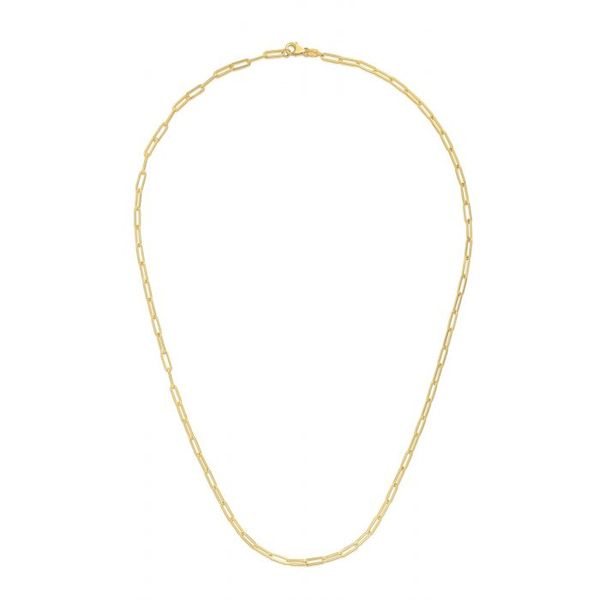 14K Yellow Gold 2.1mm Paperclip Chain with Lobster Lock. Link measures 6mm. Image 2 Texas Gold Connection Greenville, TX