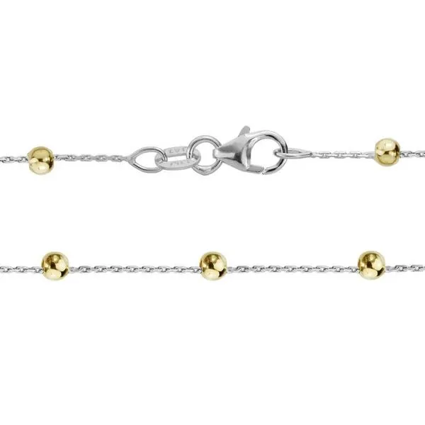 14k Yellow / White Gold Beaded Chain Necklace With Lobster Clasp Image 2 Texas Gold Connection Greenville, TX