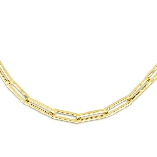 14K Yellow Gold 4.2mm Paperclip Chain with Lobster Lock. Link measures 13.6mm. Texas Gold Connection Greenville, TX