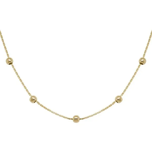14k Yellow Gold Beaded Cable Chain Necklace With Lobster Clasp Texas Gold Connection Greenville, TX
