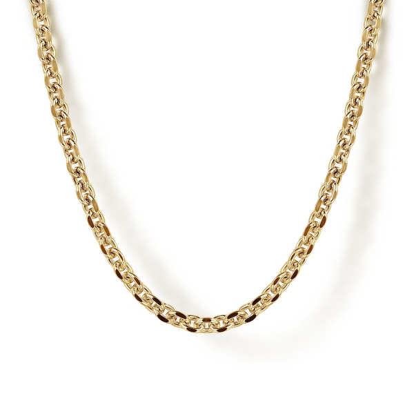 22 Inch 2.85mm 14K Yellow Gold Men's Hollow Link Chain Necklace Texas Gold Connection greenville, TX