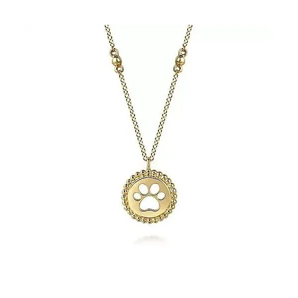 14K Yellow Plain Gold Bujukan Dog Paw Medallion Necklace Texas Gold Connection Greenville, TX