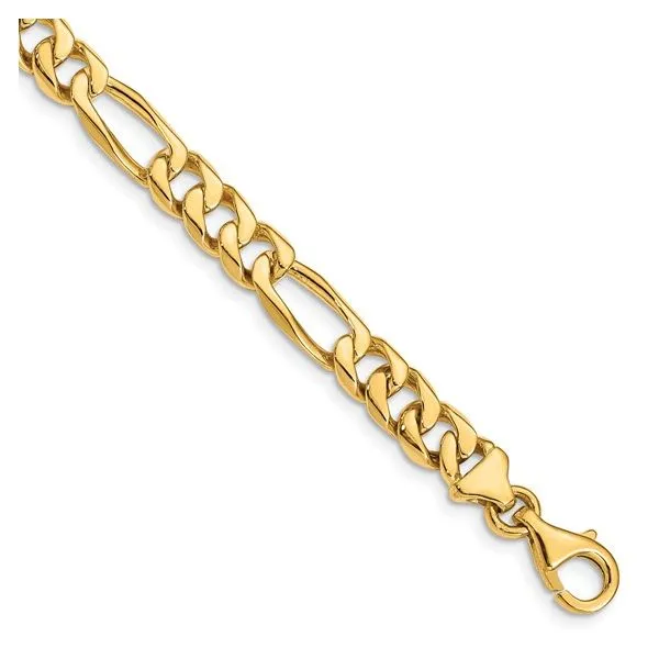 14K 8 inch 7mm Hand Polished Figaro Link with Fancy Lobster Clasp Bracelet Texas Gold Connection Greenville, TX