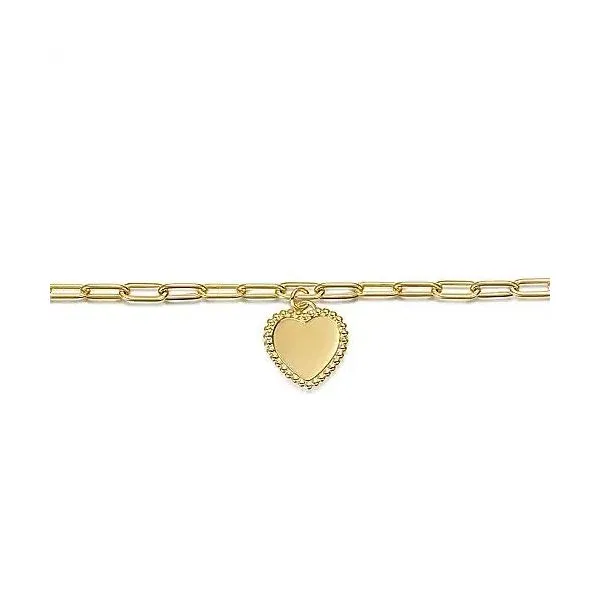 14K Yellow Plain Gold Tennis Bracelet with Personalized Heart Charm Image 2 Texas Gold Connection Greenville, TX