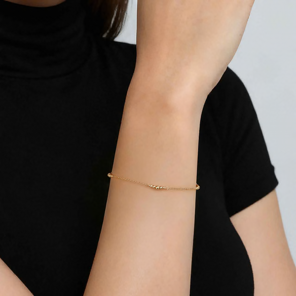 14K Yellow Gold Graduating Bujukan Ball Station Bracelet Image 2 Texas Gold Connection greenville, TX