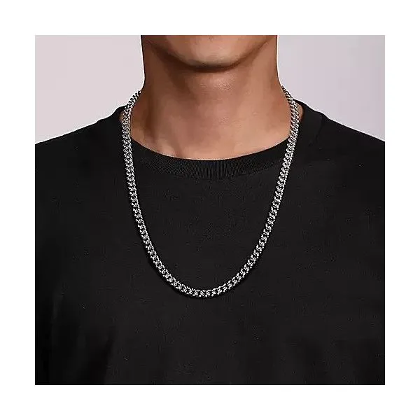 22 Inch 7mm 925 Sterling Silver Mens Link Chain Necklace Image 4 Texas Gold Connection Greenville, TX