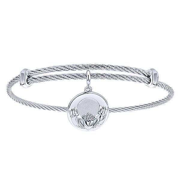 Sterling Silver Cable Bracelet with Claddagh Texas Gold Connection Greenville, TX