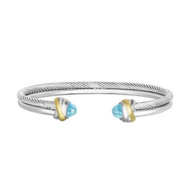 Lady's Cuff Bangle Bracelet With Blue Topaz Texas Gold Connection Greenville, TX