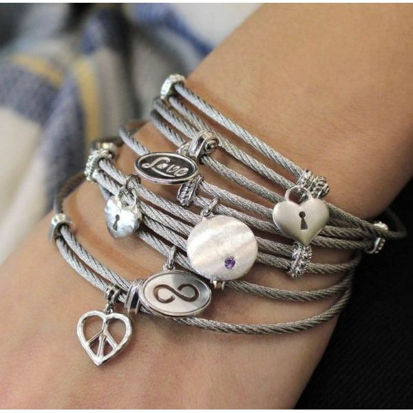 Sterling Silver Cable Bracelet with 