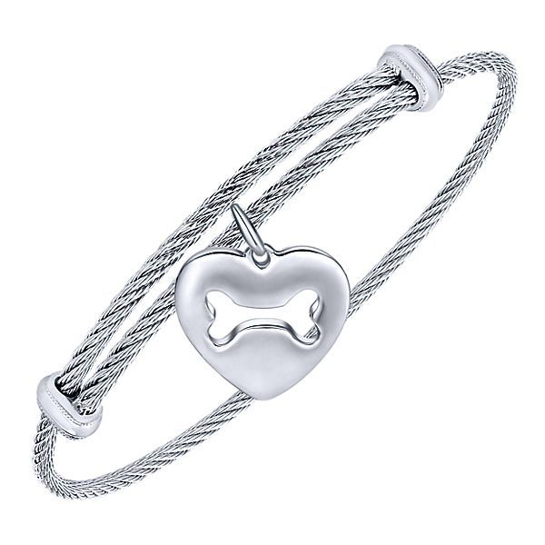 Sterling Silver Cable Bracelet with Heart Charm Image 2 Texas Gold Connection Greenville, TX