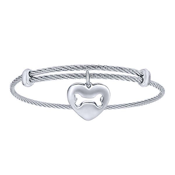 Sterling Silver Cable Bracelet with Heart Charm Texas Gold Connection Greenville, TX