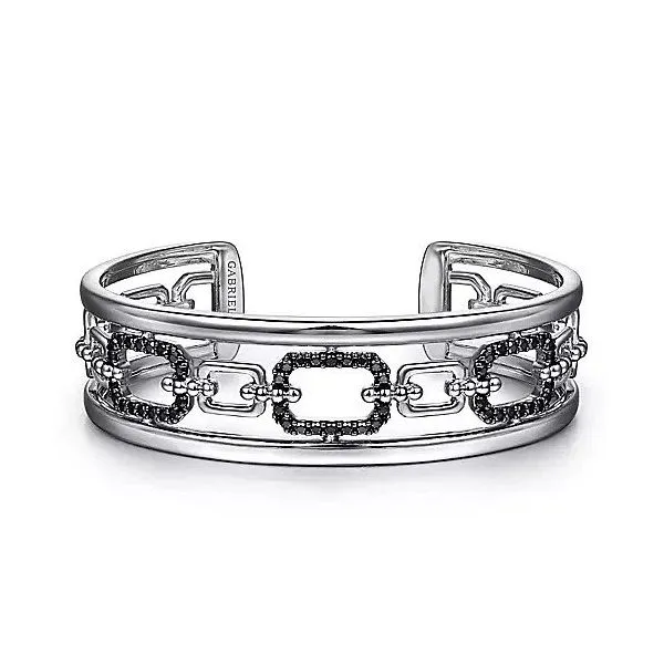 925 Sterling Silver Black Spinel Bujukan Link Chain Cuff Bracelet Texas Gold Connection Greenville, TX