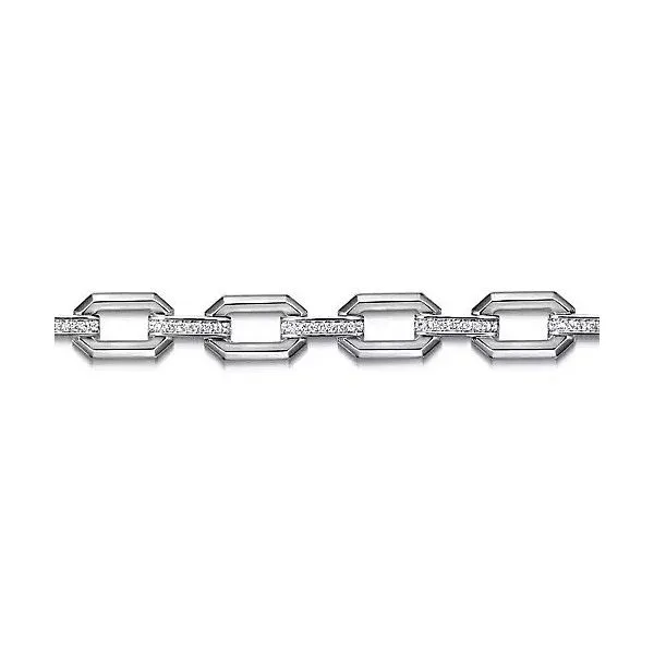 925 Sterling Silver White Sapphire Link Chain Tennis Bracelet Image 2 Texas Gold Connection Greenville, TX