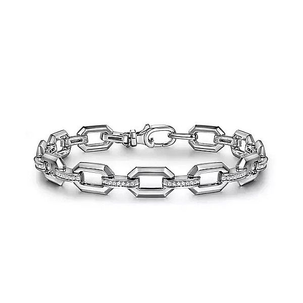 925 Sterling Silver White Sapphire Link Chain Tennis Bracelet Texas Gold Connection Greenville, TX
